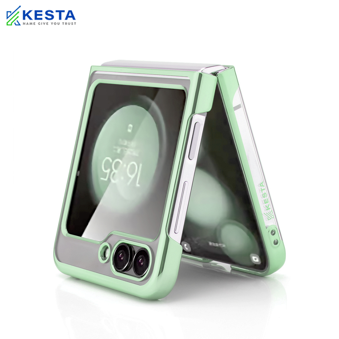 Samsung Z Flip 5 Cover - Noble Leisurely Green Transparent Case (Drop Protecton)